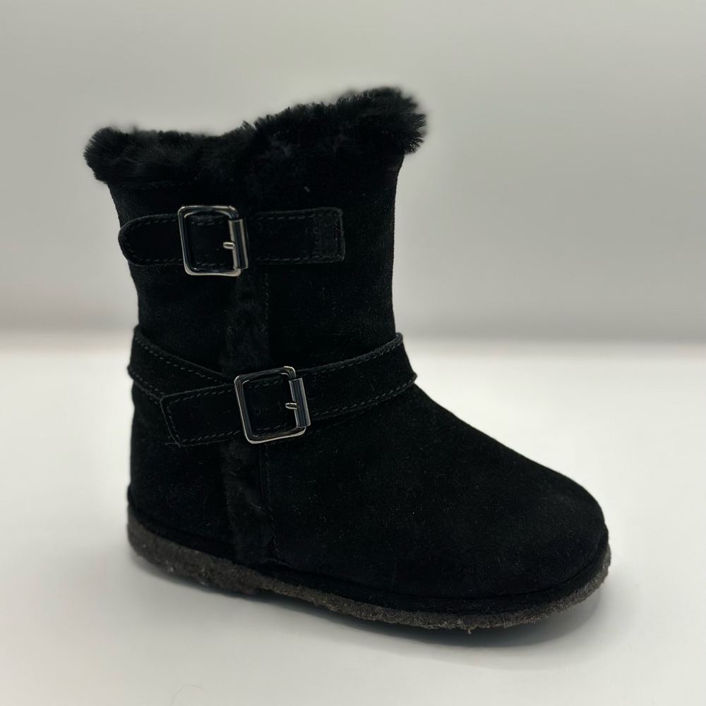 LITTLE ERIC Shearling Tall Suede Riding Winter Boots in Black for Toddler